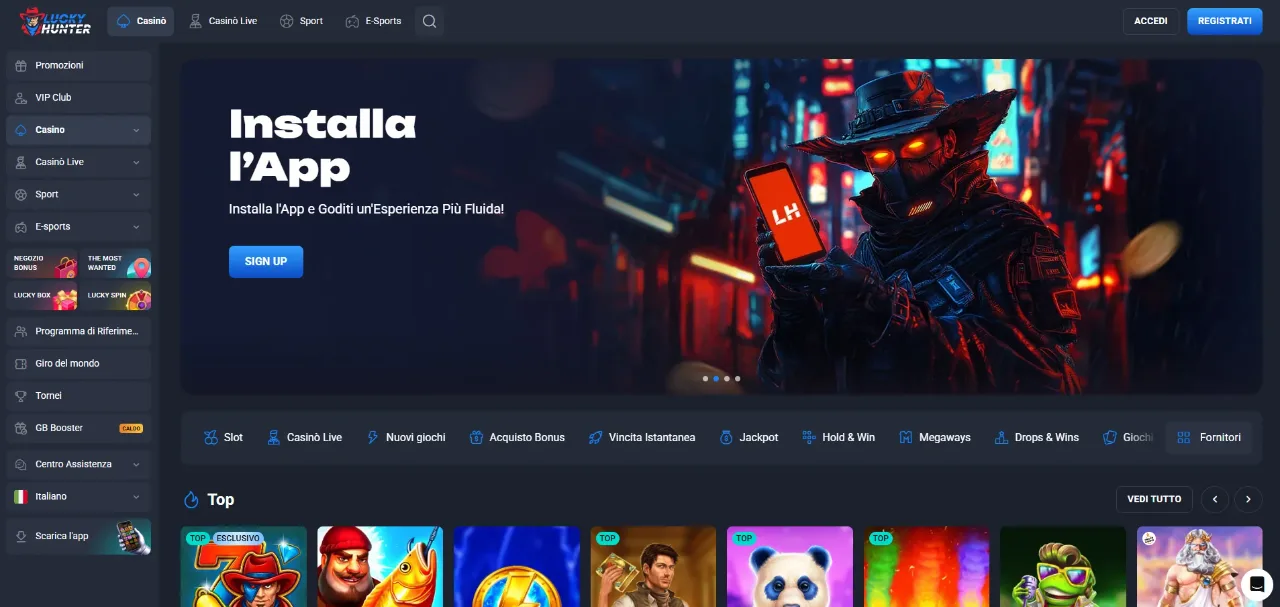 LuckyHunter Casino — Sito Ufficiale del Casinò Online